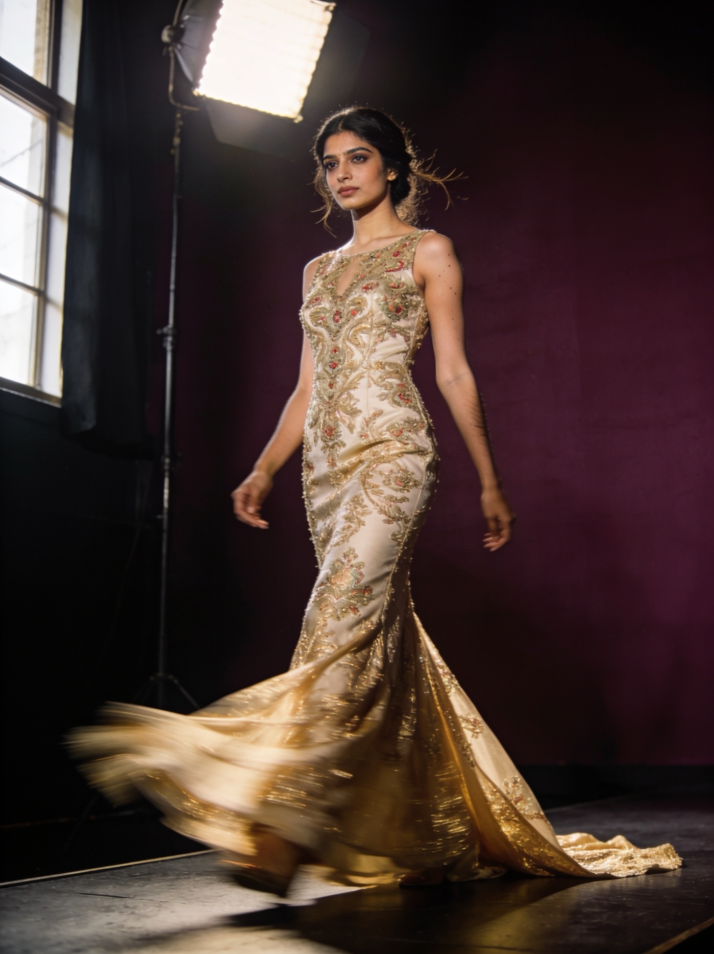 A contestant on the FLX Beauty runway